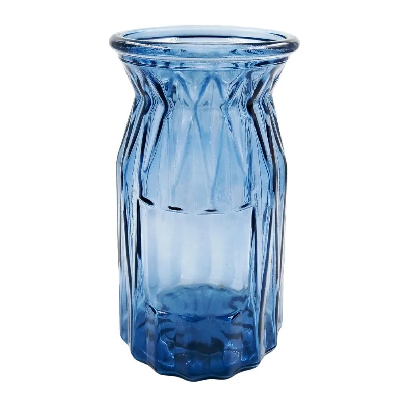 Vaso Decorativo Canelado 48ml em Vidro Moment-Azul