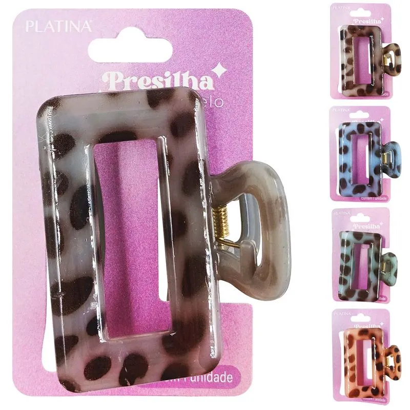 Prendedor de Cabelo Onça 5x4cm em Plastico Moment