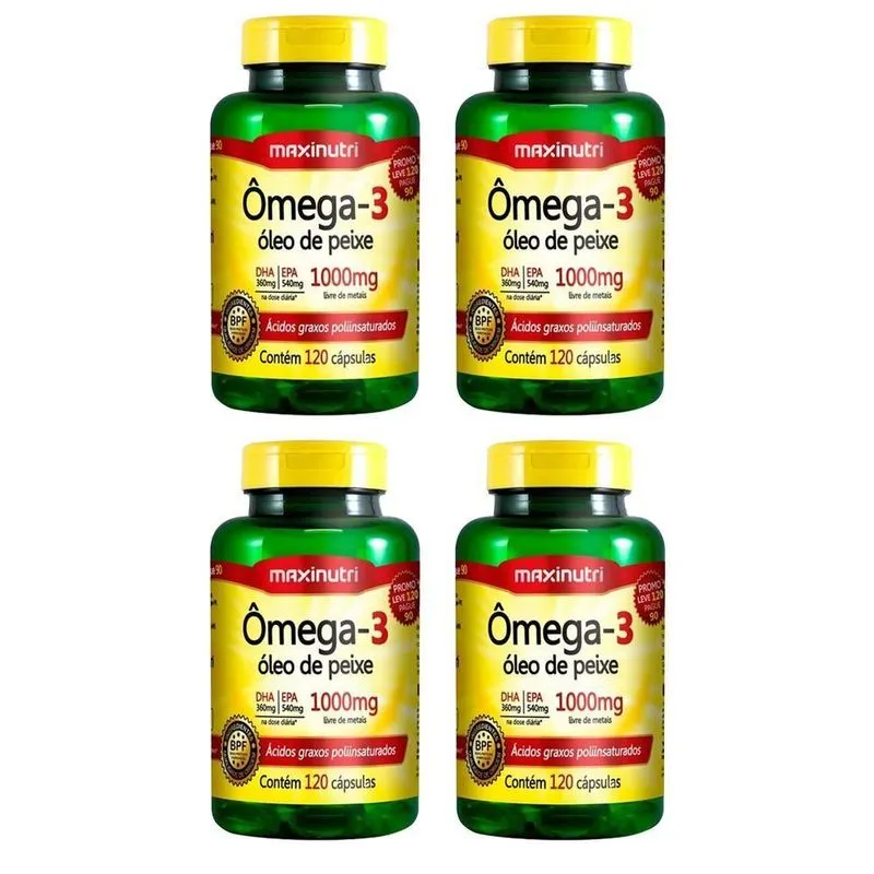Ômega 3 - 4x 120 Cápsulas - Maxinutri