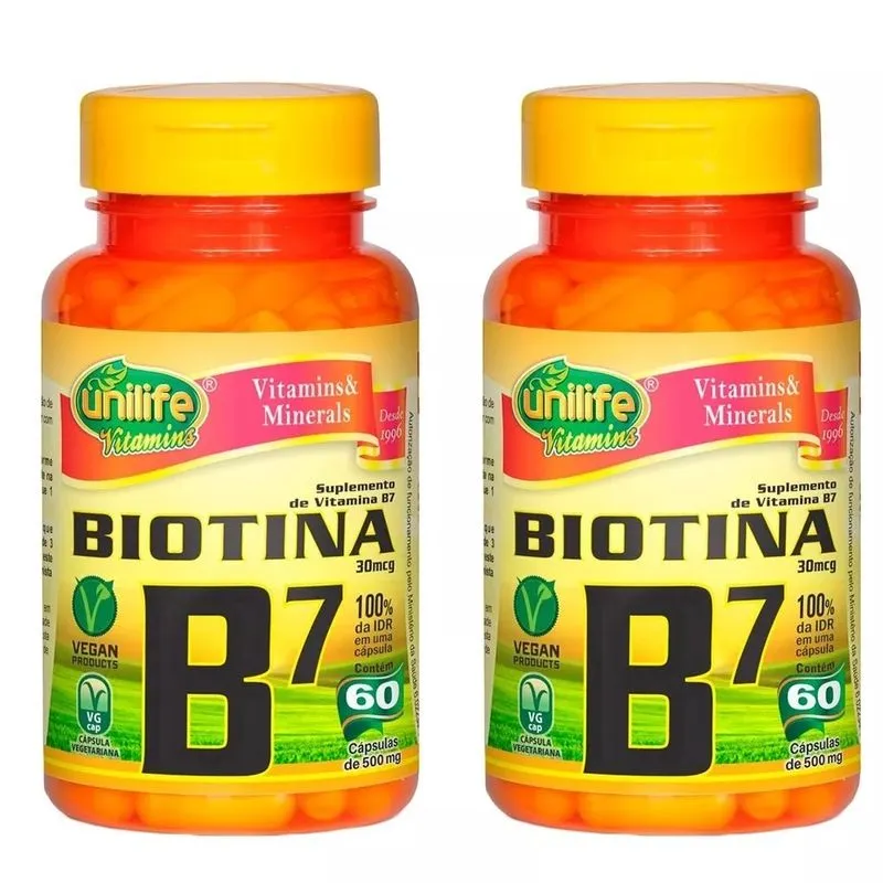 Vitamina B7 (Biotina) - 2x 60 Cápsulas - Unilife