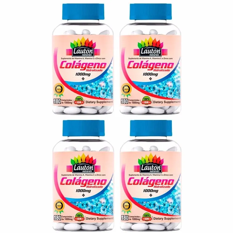 Colágeno Hidrolisado 1000mg - 4x 180 Comprimidos - Lauton