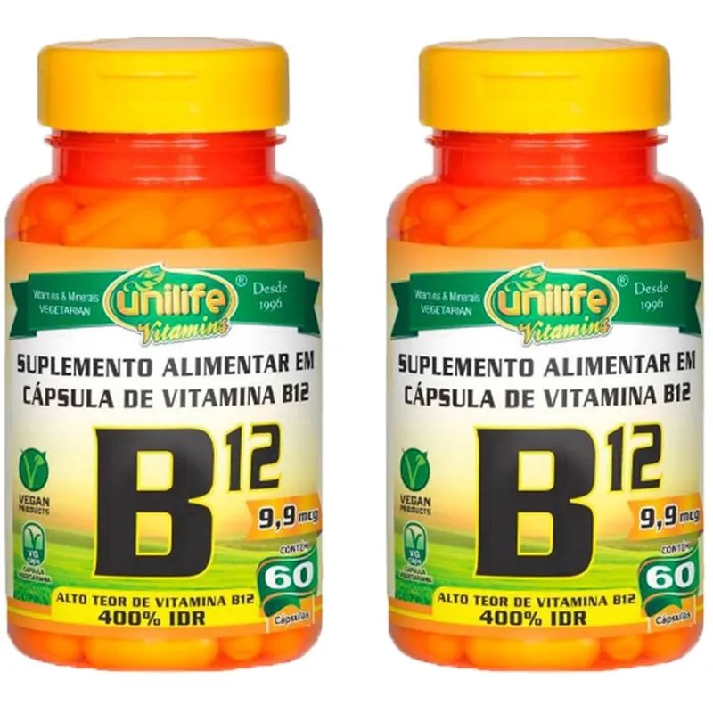 Vitamina B12 Cianocobalamina 2X60 capsulas Unilife