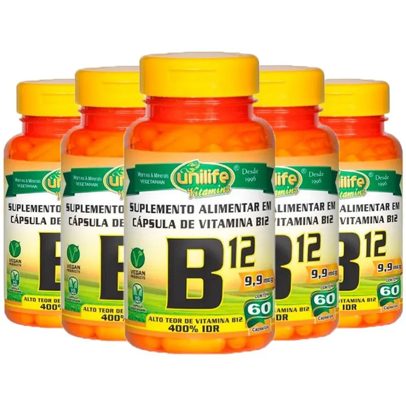 Vitamina B12 Cianocobalamina 5X60 capsulas Unilife