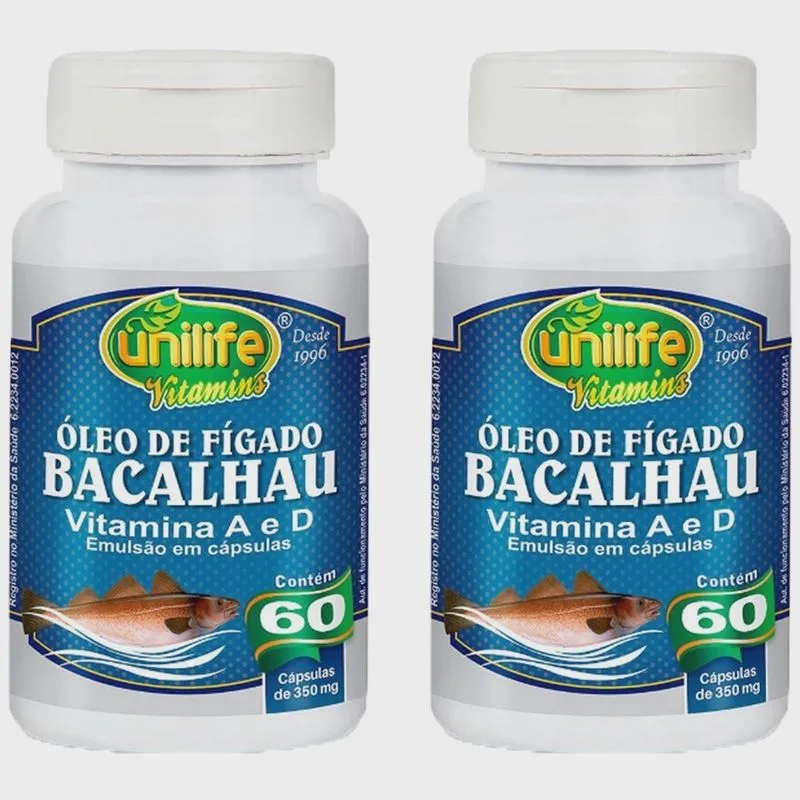 Óleo de fígado de bacalhau 2X60 Cápsulas Unilife