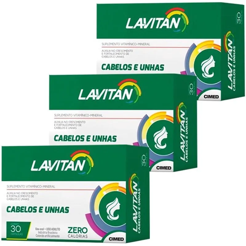 Lavitan Cabelos e Unhas 3 unidades de 30 Cápsulas Cimed