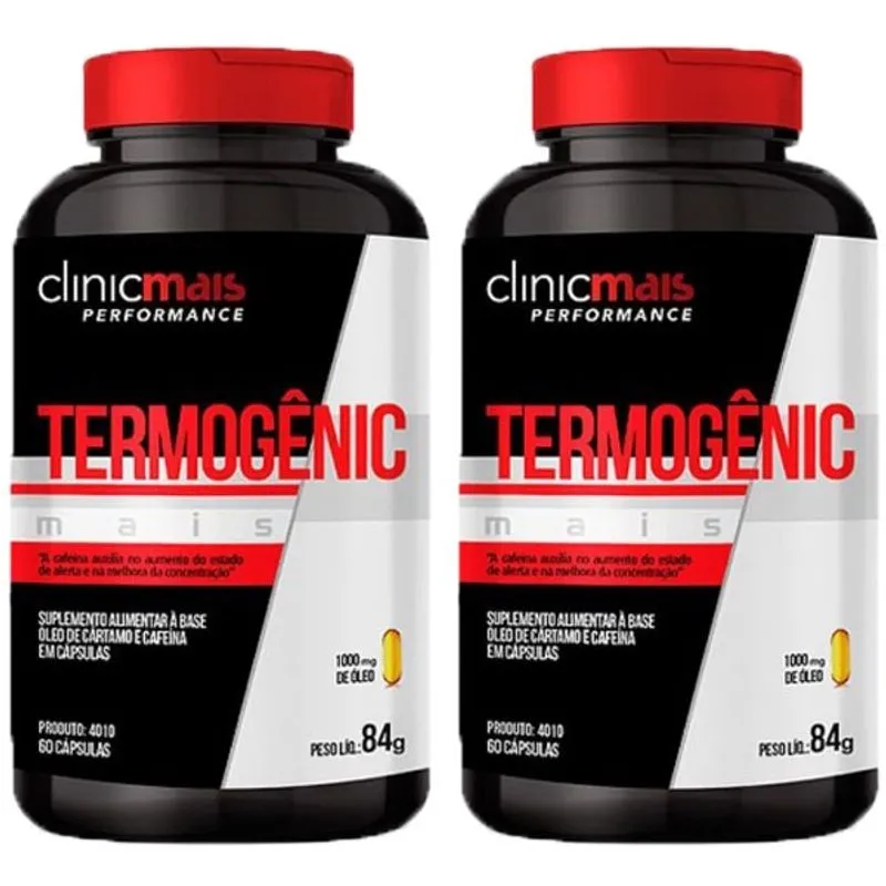 Termogênic Cafeína e Cártamo 2 unidades de 60Caps ClinicMais