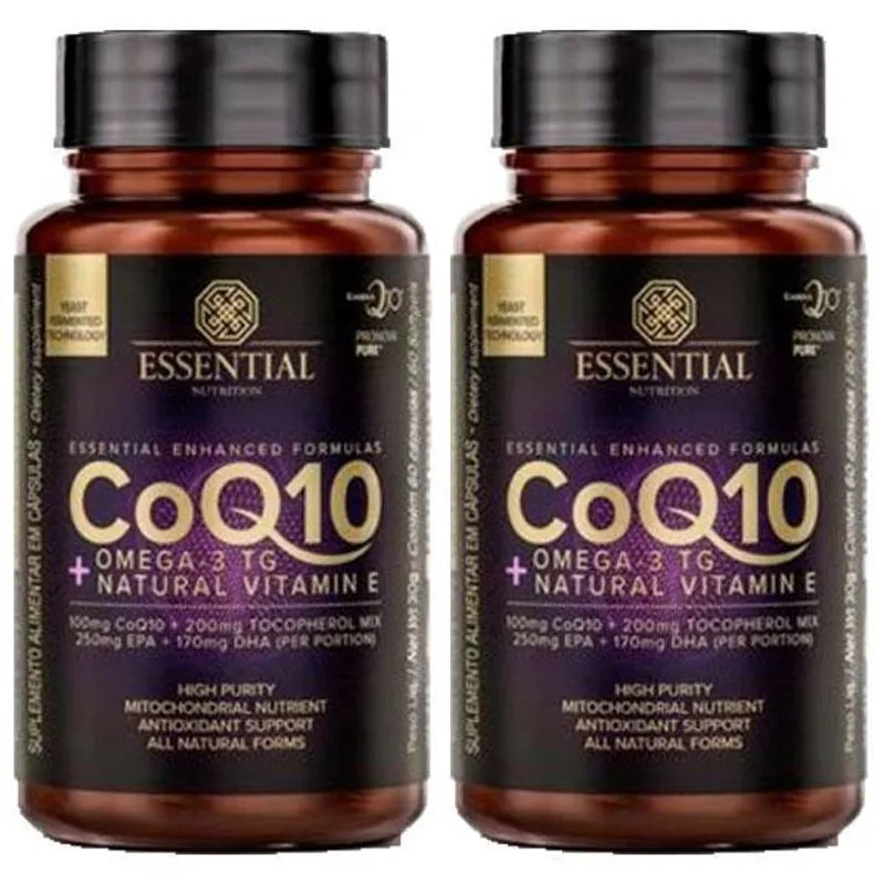 Kit 2 Coenzima Essential Q10 Com Ômega 3 Tg 60 Cápsulas