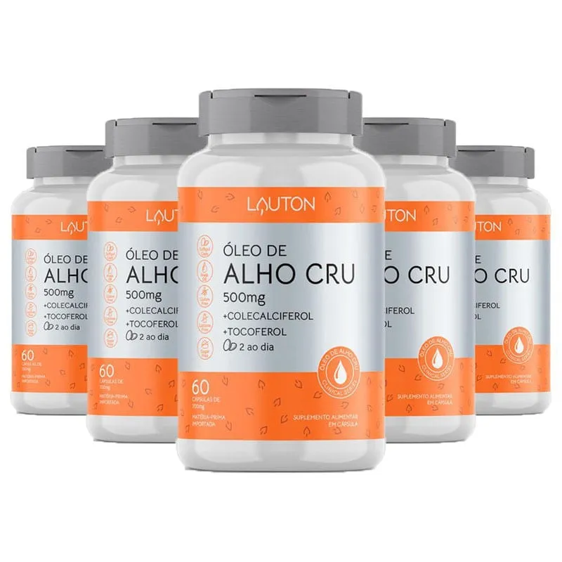 Óleo De Alho Cru Com Vitaminas - 5X De 60 Cápsulas - Lauton