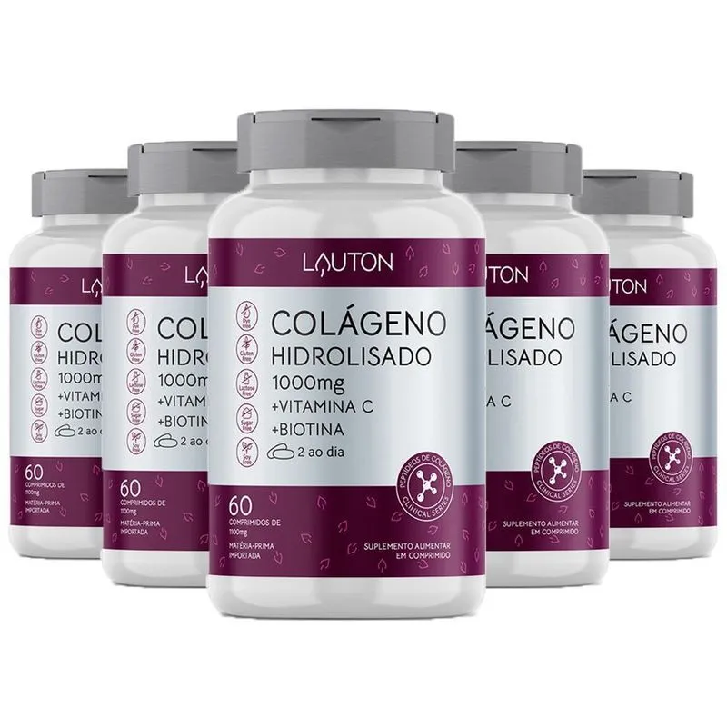 Colágeno Com Vit C E Biotina - 5x De 60 Comprimidos - Lauton