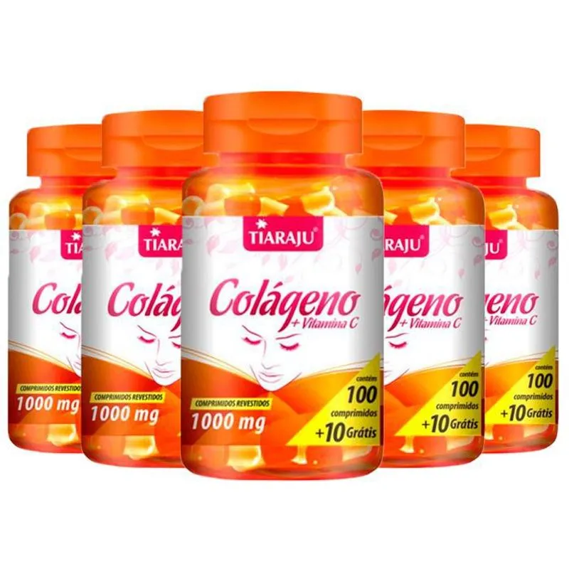 Colágeno 1000mg Com Vit C - 5x De 100 Comprimidos - Tiaraju