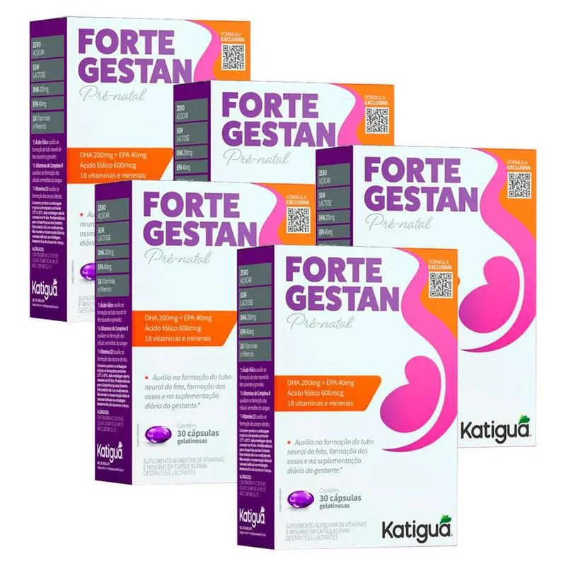 Kit 5 Fortegestan Pré-Natal - 30 Cápsulas - Katiguá