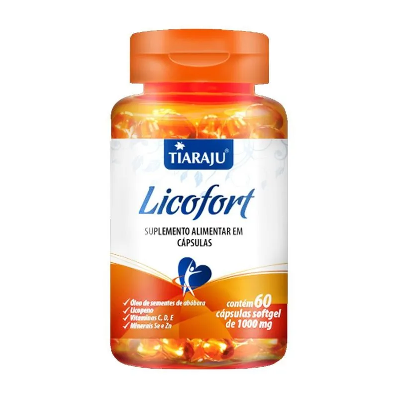 Óleo Semente Abóbora Licofort 1000mg Vitaminas 60 Cápsulas