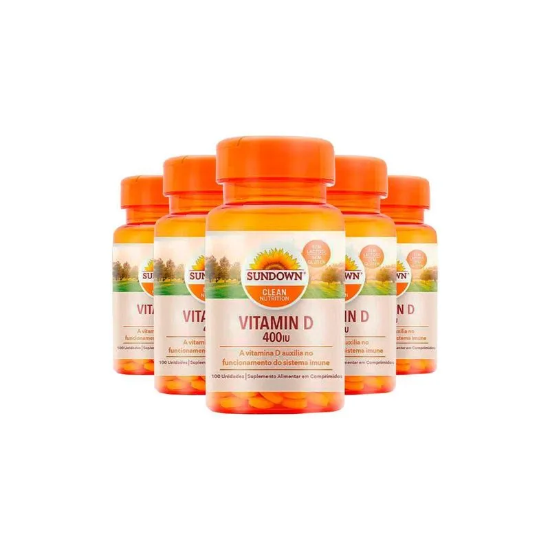Kit 5 Vitamina D 400 Ui - 100 Comprimidos - Sundown Naturals