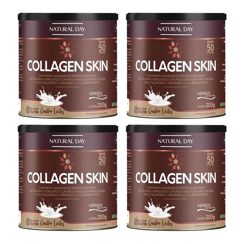 Kit 4 Collagen Skin 200g Quatro Leites Colágeno Verisol