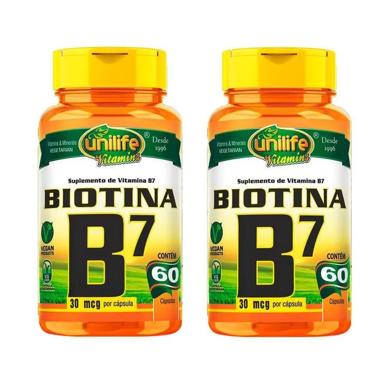 Kit 2 Vitamina B7 Biotina - 60 Cápsulas - Unilife