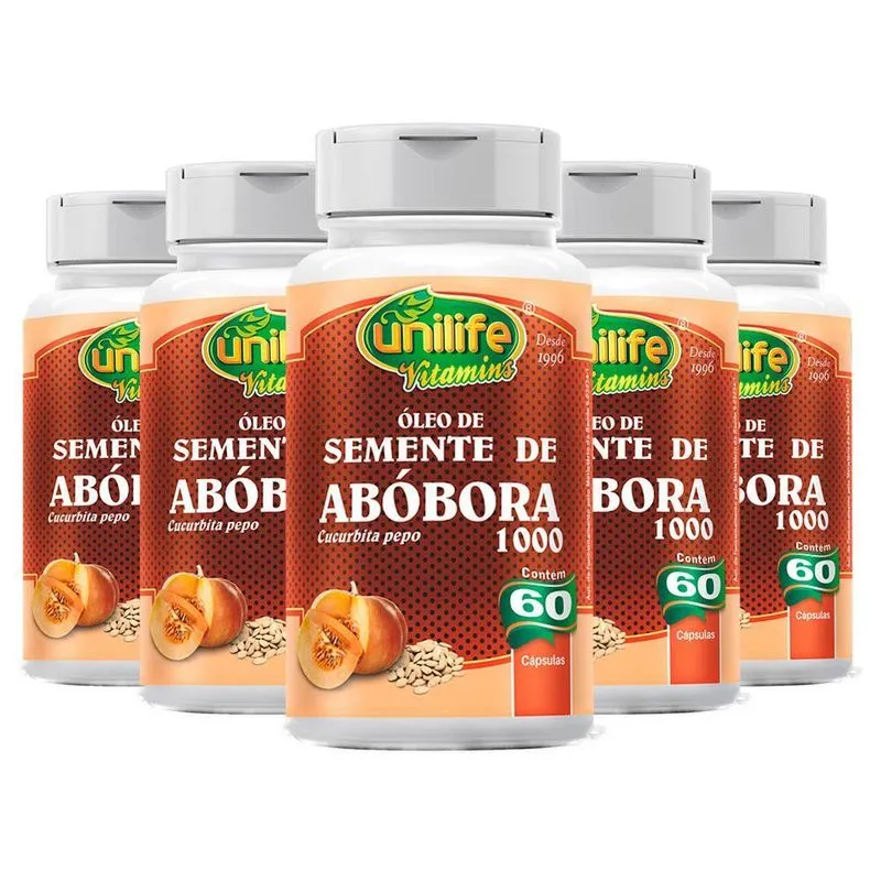 Kit 5 Óleo De Semente De Abóbora - 60 Cápsulas - Unilife