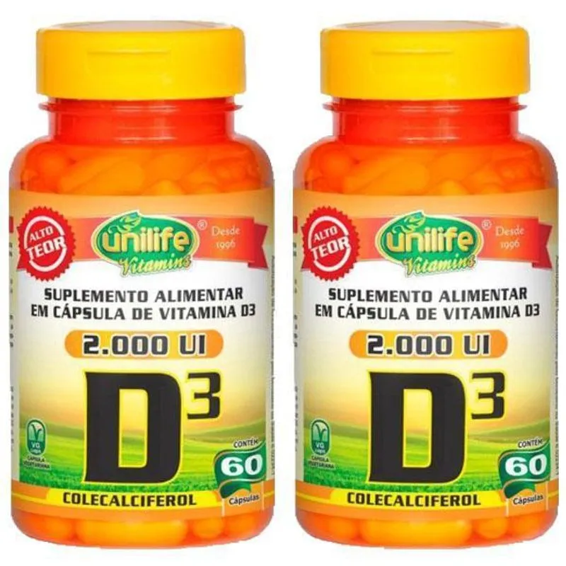 Kit 2 Vitamina D3 2000 Ui - 60 Cápsulas - Unilife