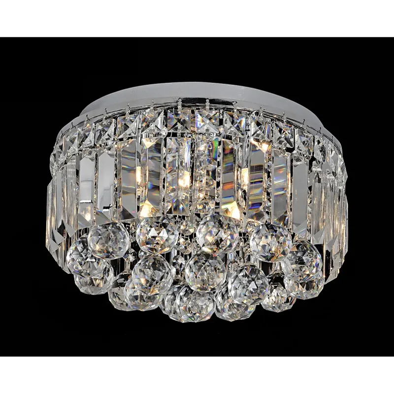 Plafon Ø50xH20CM G9x9 INOX CROMADO+CRISTAL TRANSPARENTE CX:52x52x15CM 11,4KG Sindora DCX00115