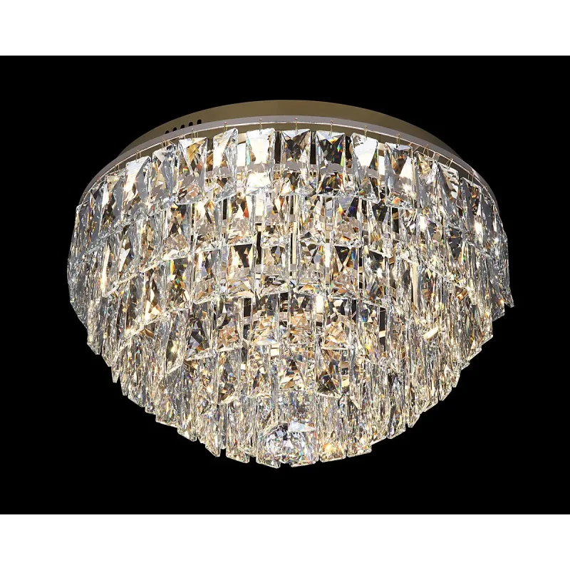 Plafon Ø45x30CM 35W 3000K 2100LM BIVOLT METAL DOURADO+CRISTAL TRANSPARENTE CX:65x65x22CM 12KG Sindora DCX00200