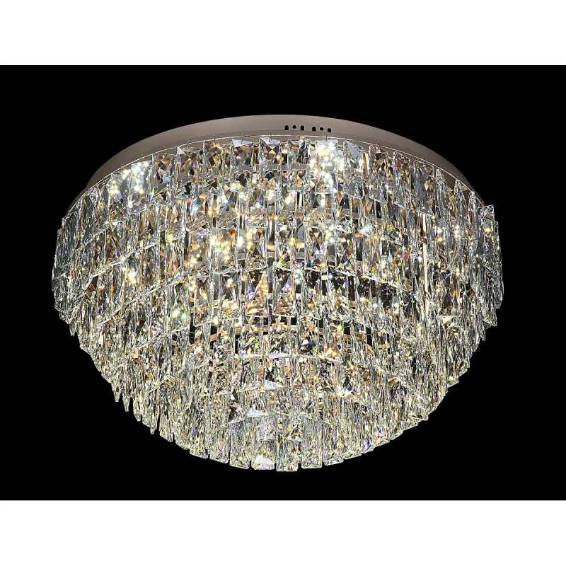 Plafon Ø60x34CM 55W 3000K BIVOLT METAL DOURADO+CRISTAL TRANSPARENTE CX:75x75x30CM 20KG Sindora DCX00201