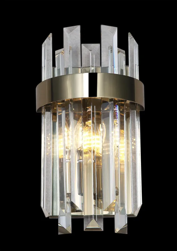 Arandela 18x33CM E14x2 INOX BRONZE+CRISTAL TRANSPARENTE CX:43x37x22CM 2,5KG Sindora DCB00219