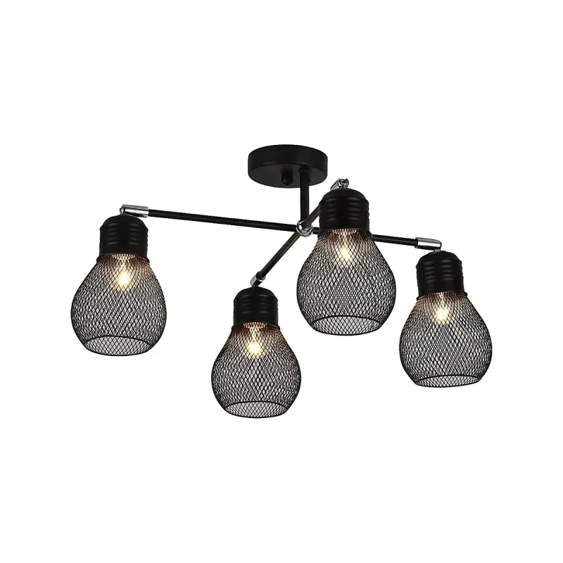 Pendente de Metal Preto 4 Lâmpadas E27 40W 30x52cm - Sindora DCD01314-4