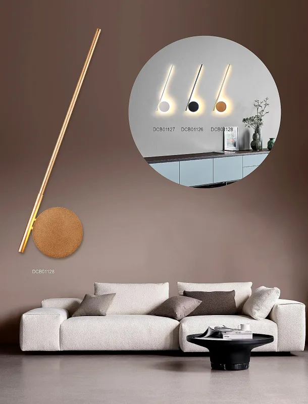 Arandela Ø19x3,5xA60CM 16W 3000K 800LM BIVOLT METAL DOURADO+ACRILICO CX:09x24x65CM 1,1KG Sindora DCB01128