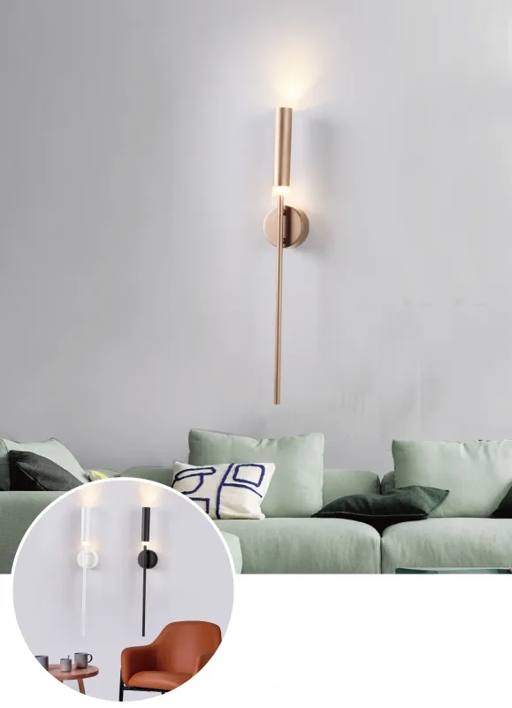 Arandela Ø10x7xA65CM 7W 3000K 700LM BIVOLT METAL DOURADO+ACRILICO CX:10x16,5x73CM 0,9KG Sindora DCB01139