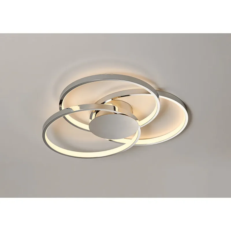 Plafon Ø62CM 50W 3000K 5000LM BIVOLT METAL CROMADO+SILICONE CX:70x65x12CM 3,2KG Sindora DCX015005