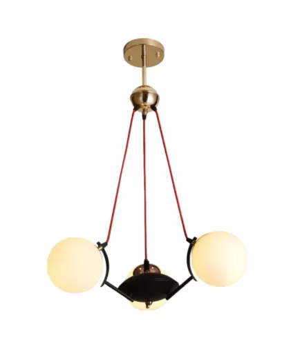 Pendente 3 Globos de Vidro e Metal Preto 3 Lâmpadas E27 40W Máx. Haste 10cm - Sindora DCD01318-3