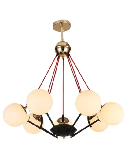 Pendente 7 Globos de Vidro e Metal Preto 7 Lâmpadas E27 40W Máx. Haste 10cm - Sindora DCD01318-7
