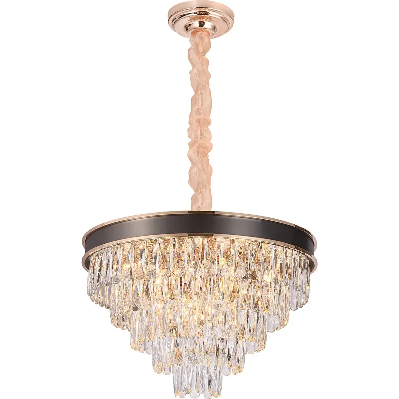 Lustre de Cristal e Metal Dourado 14 Lâmpadas E14 60x40cm - Sindora DCD00229