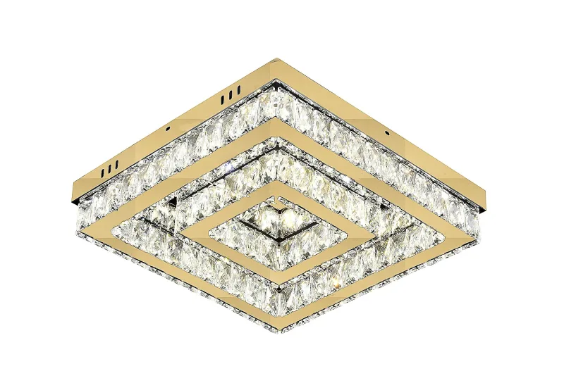 Plafon 40x40CM (ANEL INTERNO 20x20cm) 36W 3000K 4000K 6000K 3600LM CONTROLE BIVOLT INOX CROMADO+CRISTAL CX:48x48x13CM 6,4KG Sindora DCX00192