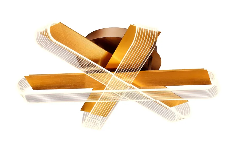 Plafon Ø60xH17CM 40W 3000K BIVOLT METAL DOURADO+ACRILICO CX:66,5x23x66,5CM 6,6KG Sindora DCX01170