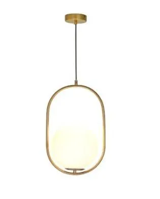 Pendente Sindora Globo DCD02009 Metal Vidro Dourado 26cm x 40cm E27