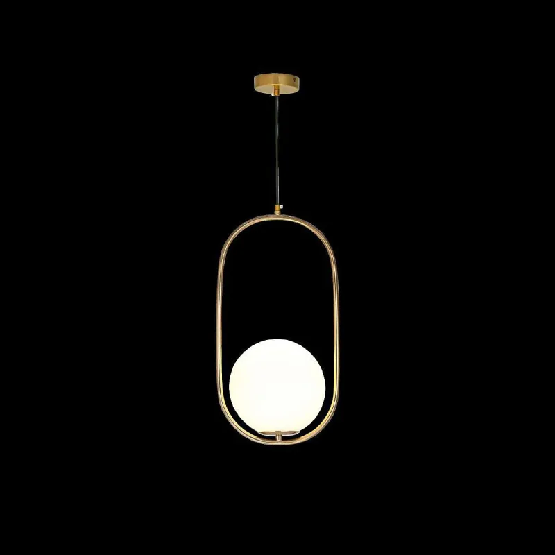 Pendente de Vidro Branco e Metal Bronze 1 Lâmpada E27 26x50cm - Sindora DCD02010