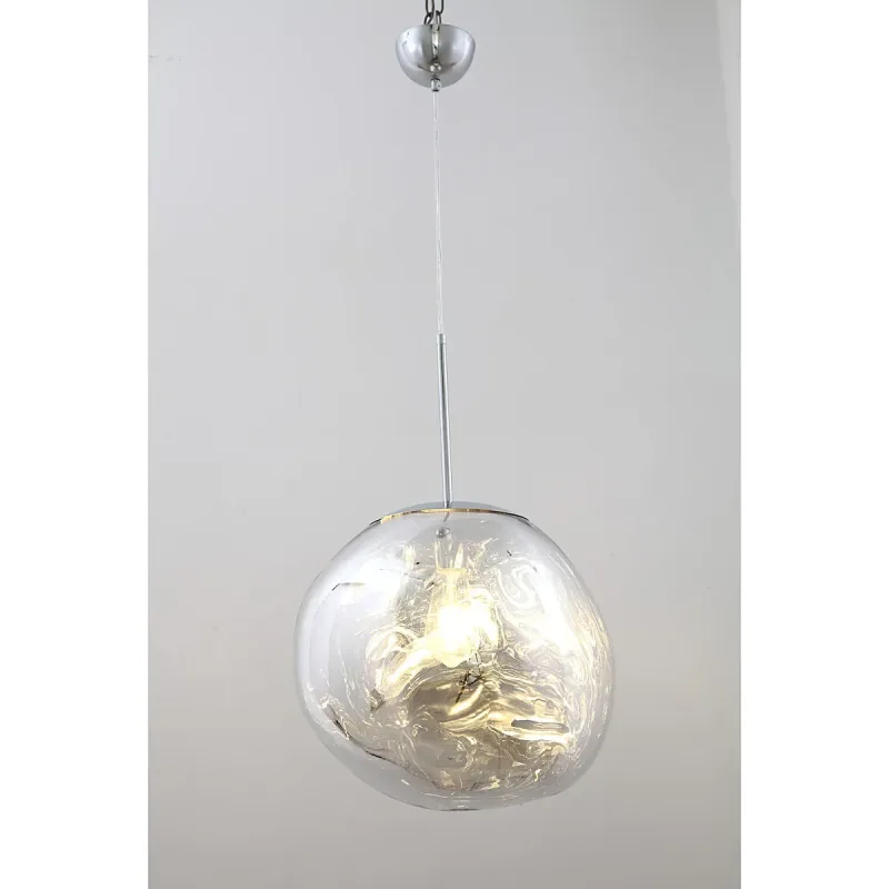 Pendente de Vidro Cromado e Metal 1 Lâmpada E27 28x40cm - Sindora DCD02017