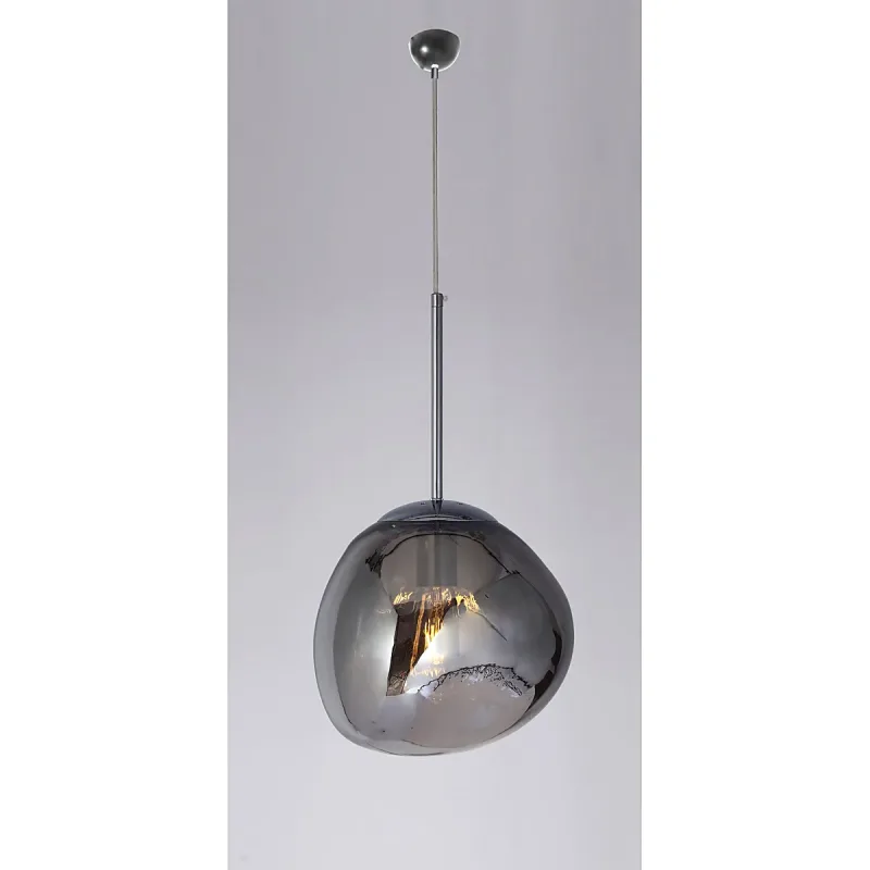 Pendente de Vidro Fumê e Metal 1 Lâmpada E27 28x40cm - Sindora DCD02018