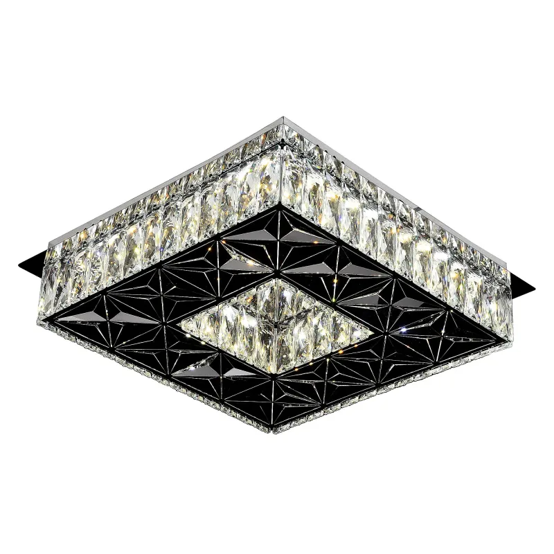 Plafon 35CM 32W 3000K BIVOLT INOX CROMADO+CRISTAL TRANSPARENTE CX:40x40x13CM 4KG Sindora DCX00703