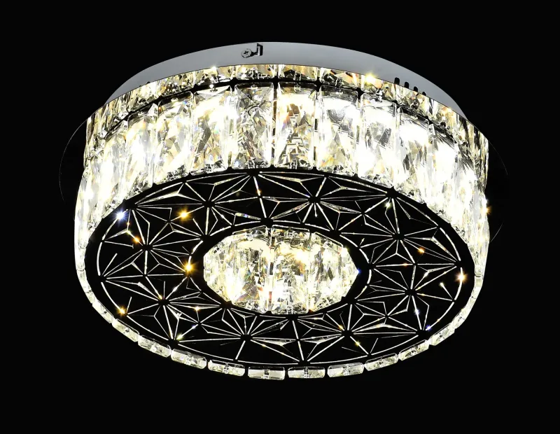 Plafon Ø35CM 20W 3000K BIVOLT INOX CROMADO+CRISTAL TRANSPARENTE CX:40x40x13CM 3,5KG Sindora DCX00709