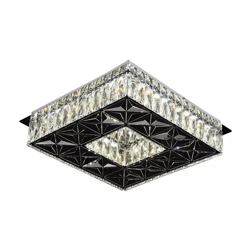 Plafon 28CM 20W 3000K BIVOLT INOX CROMADO+CRISTAL TRANSPARENTE CX:33x33x13CM 3,1KG Sindora DCX00711