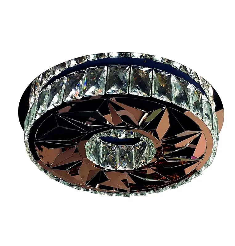 Plafon Ø28CM 16W 3000K BIVOLT INOX CROMADO+CRISTAL TRANSPARENTE CX:33x33x13CM 2,4KG Sindora DCX00717
