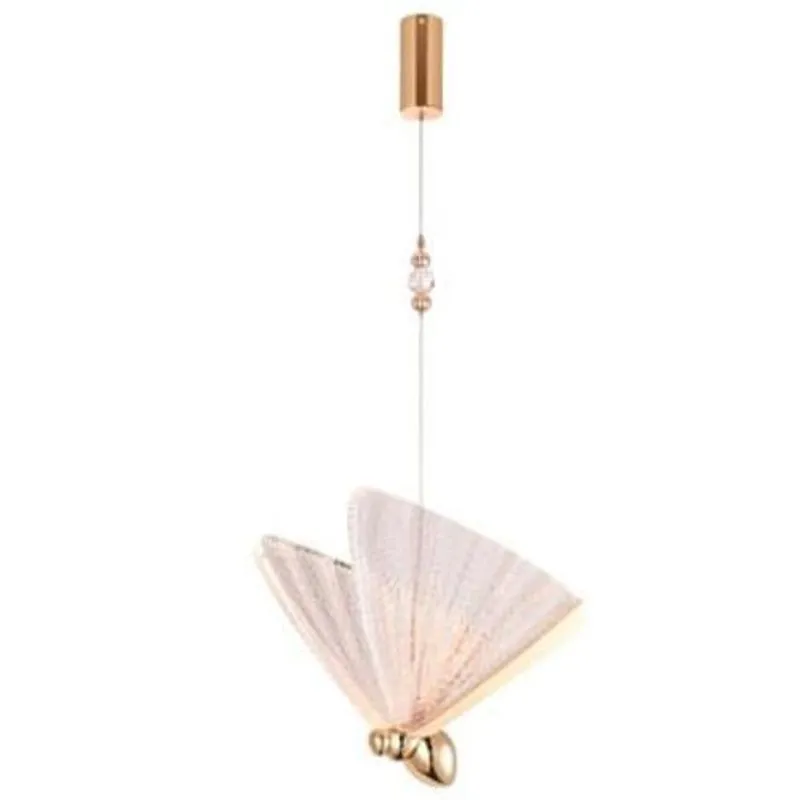 Pendente Led 6w 3000k 22cm Borboleta Aluminio Dourado Bivolt