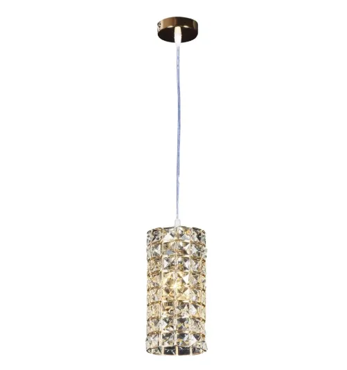 Pendente de Cristal e Metal Dourado 1 Lâmpada E14 12x23cm - Sindora DCD00735