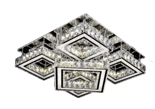 Plafon Redondo LED de Cristal e Inox Cromado com Controle 64W 3 Temperaturas (3000K/4000K/6000K) 3200lm Bivolt Ø60cm - Sindora DCX00739