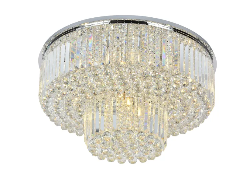 Plafon Ø80xH42CM E14x13 INOX CROMADO+CRISTAL TRANSPARENTE 2CXS:85x85x16CM | 36x27x18CM 40KG Sindora DCX00724