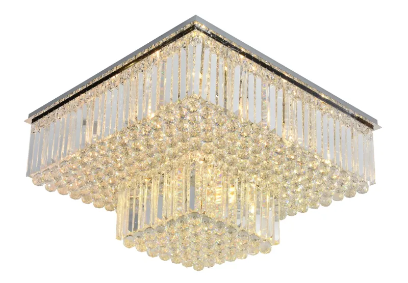 Plafon 80xH42CM E14x18 INOX CROMADO+CRISTAL TRANSPARENTE 2CXS:85x85x16CM | 41x35x18CM 48KG Sindora DCX00726
