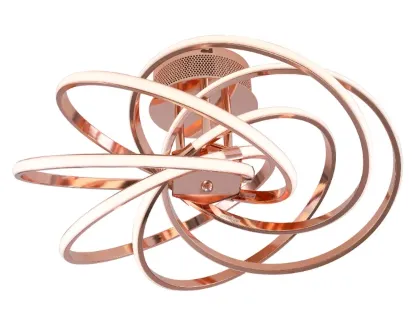 Plafon Redondo LED de Metal Rosé e Silicone 43W 3500K Bivolt Ø56cm - Sindora DCX01233