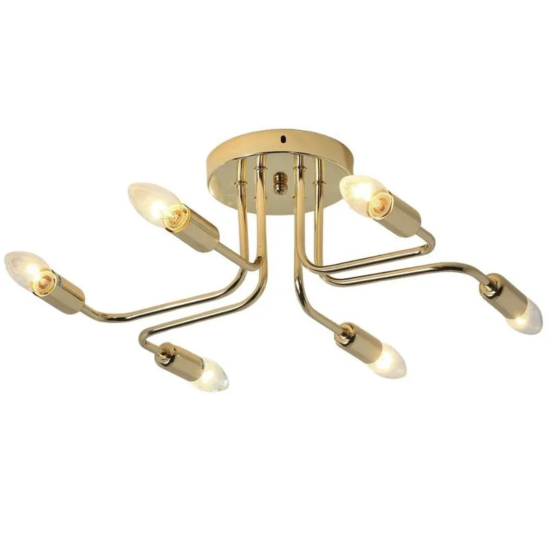 Plafon Sputnik 6 Braços 54Cm Dourado Metal Bivolt Sindora