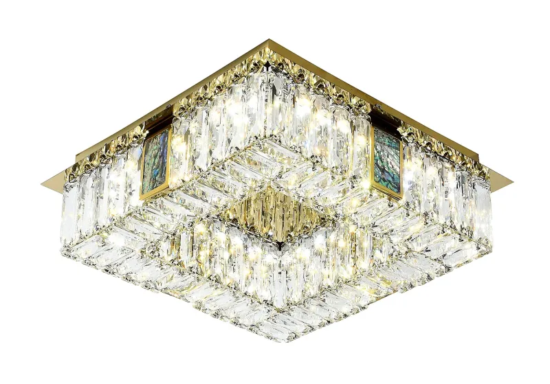 Plafon Ø35x30CM 15W 3000K BIVOLT INOX DOURADO+CRISTAL CX:40x40x17CM 6KG Sindora DCX00755